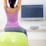 Woman exercising at home